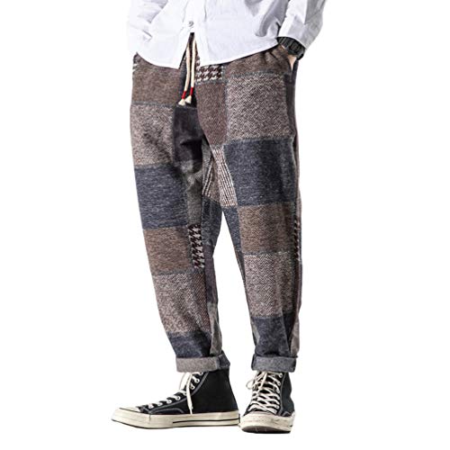 HAORUN Herren Wollhose Regular Fit Vintage Warm Winter Dicke Hose - Blau - Groß Cover