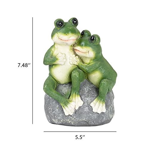 St. Patricks Day Frog Statue Garden Decor, Resin 2 Frogs On Stone Figurine For Indoor Outdoor Decoration Sculpture Gardening Gift #TOP3