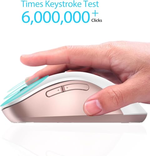 Image of memzuoix 2.4G Wireless Mouse, 1400 DPI Computer Mice with USB Receiver, Portable Wireless USB Mouse Battery Powered Cordless Mice for Laptop, PC, Desktop, 5 Buttons (White Pink)