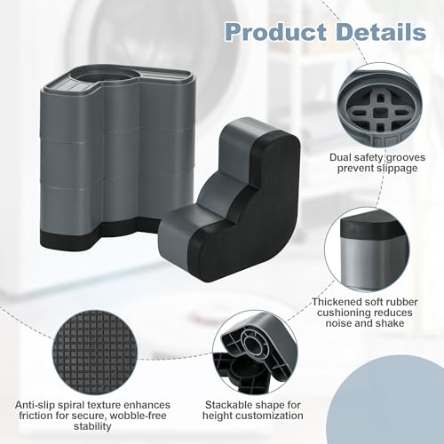 TranRantic 4 Stück Waschmaschine Füße Pad, Antivibrationspads für Waschmaschine, Schwingungsdämpfer, Reduzieren Geräusche, Antirutschmatte für Waschmaschine Trockner Kühlschränke Geschirrspüler