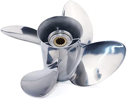 CAPTAIN 4 Blades Stainless Steel Outboard Propeller, 13 Diameter x 19 Pitch fit Yamaha 115 T 50 60 70 75 80 85 90 100 F115 130 HP Engines, 15 Spline Tooth Boat Prop, RH Propellers
