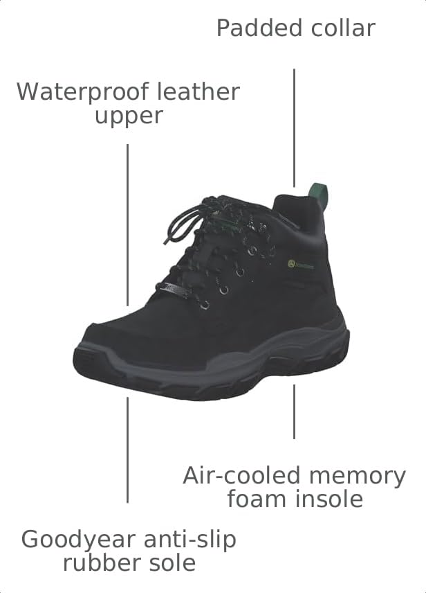 Image of Skechers Men's John Deere: Respected - Landin Waterproof Mid Top Leather Lace Up Boots