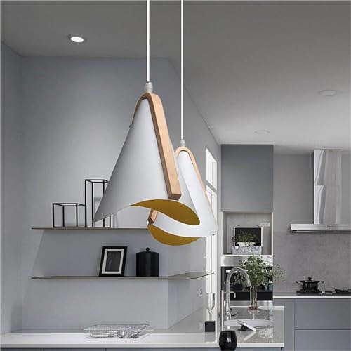 Lámpara E27 para isla de cocina y cafeterías moderna con tres luces de madera 2