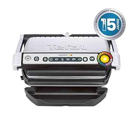 Tefal GC705D OptiGrill Kontaktgrill | inkl. Rezeptbuch | 6 intelligente Programme | passt Temperatur + Grillzyklus ans Grillgut an | spülmaschinenfeste Platten 600 cm² | Edelstahl/Schwarz | 30x20 cm – Bild 3