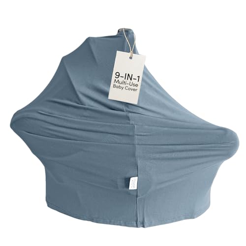 Image of MOZAH Baby Multi-Use Cover: 9-in-1 Car Seat & More Covers - Nursing, Shopping Cart, High Chair - Blue Mirage