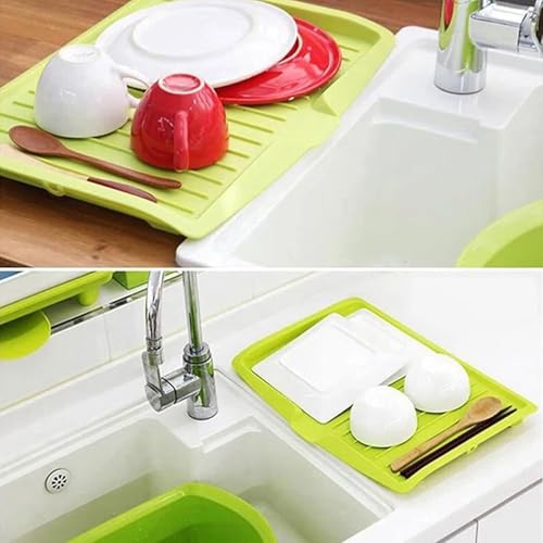 Image of Kitchen Utility Draining Board with Hanging Hook, Dish Rack, Plastic Dish Drainer Tray, Large Sink Drying Rack, Kitchen Tableware Organizer, Drain Board For Utensils, Vegetable & Fruit
