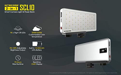 Nitecore SCL10 lámpara de cámara LED RGB recargable con función de power bank USB 4