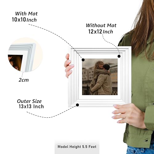 Image of Art Street Luxury Photo Frame for living room, Modern Step Design Photo Frames for Photograph, Art Work, Kids Room Set of 6 (12x12 Inch, White)