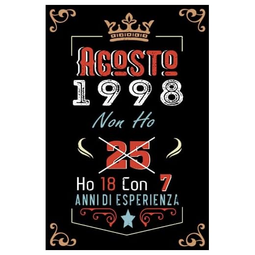Non ho 25 ho 18 con 7 anni di esperienza: Taccuino| Agosto 25 Regalo di compleanno per uomini donne ragazze ragazzi Compleanno 1998 Personalizzato