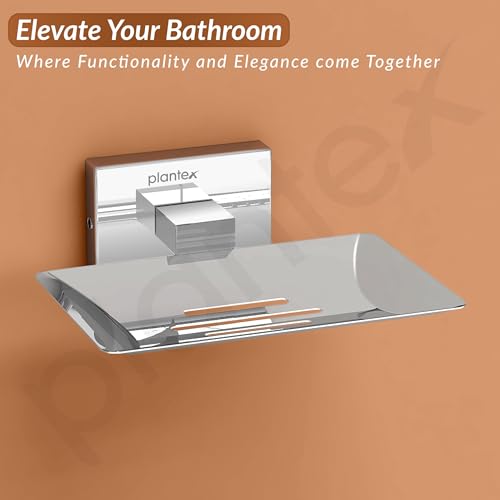 Image of Plantex Stainless Steel Soap Holder for Bathroom /Soap Dish /Case /Stand for Kitchen /Bathroom Accessories - Pack of 1 (Chrome, Nexa)