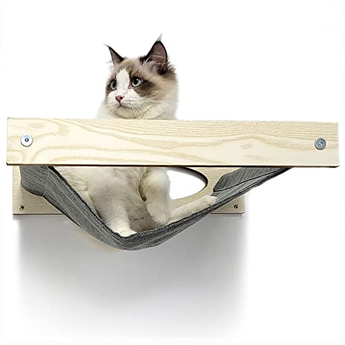 Heykitten 17" Cat Wall Hammock For 2X4 Stud Mount, Floating Kitten Shelf, Diy Suspension Kitty Perch For Large And Multiple Indoor Cats, Maple #TOP5
