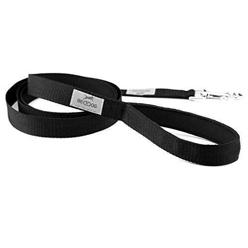 BedDog® Emma Correa para Perros, en 3 Longitudes, Correa para pasear, para Perros de tamaño Mediano y Grande, Longitud Total 2m - Negro Cover