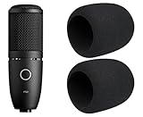 SOULWIT 2Pcs Micrófonos Pop Filter para AKG P120/P220/P420 Condensador, Protectora Micrófono Espuma Mic Cubierta Parabrisas - Negro