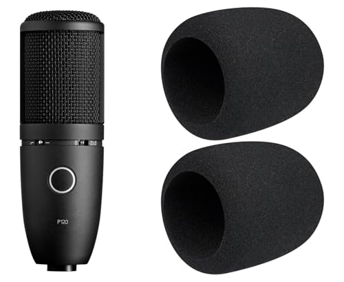 Image of SOULWIT 2Pcs Microphones Pop Filter for AKG P120/P220/P420 Condenser, Protective Mic Cover Windscreen Foam - Black