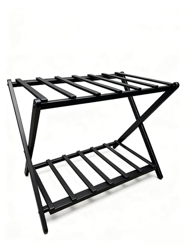 Best Luggage Rack for Guest Room: Top Foldable and Stylish Stands 4 YCHLonlive Fully Assembled Luggage Rack for Guest Room, Upgraded All-Metal Foldable Suitcase Stand with Shoe Shelf, Luggage Holder for Bedroom and Hotel (Black, 1-Pack)