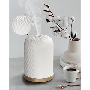 Ceramic Diffuser,Diffusers for Essential Oils Large Room, Essential Oil Diffusers with USB Cable, Warm Ambient Light, Aromatherapy Diffuser Home Decor, Gift Choice, MOS-M32