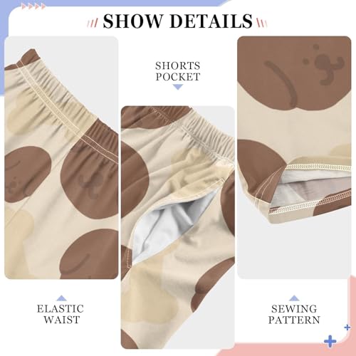 Boys' Pants Cute Brown Dog Long Bottoms Jogger Pants Elastic Waist Trousers with Pockets S-XL4