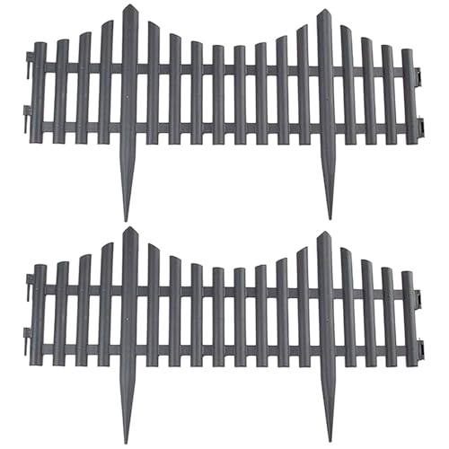 Acan Tradineur - Pack de 2 Vallas de plásticos Decorativas de jardín - Borde para cespéd, Plantas, Flores, decoración de Exterior - N.º 5-32,5 x 60 x 0,7 cm - Color Gris Oscuro