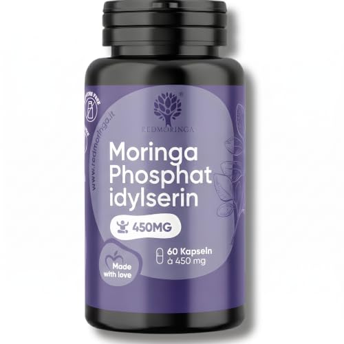 Phosphatidylserin 450 mg mit Moringa | Natürliches Nahrungsergänzungsmittel | 60 Kapseln Made in Italy | RedMoringa