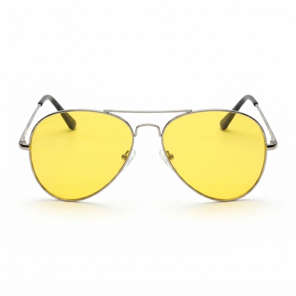 Unisex Goggles UV Protected Sunglasses Pack in (Yellow-Aviator-Single, Yellow, Medium, 55)-image-16