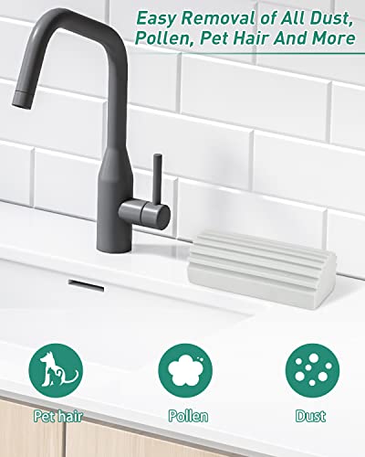 Damp Duster, Magical Dust Cleaning Sponge Baseboard Cleaner Duster Sponge Tool, Reusable Dusters For Cleaning Blinds, Vents, Ceiling Fan, And Cobweb, Lock Dust, No Dust Flying And Spreading, Grey #TOP5