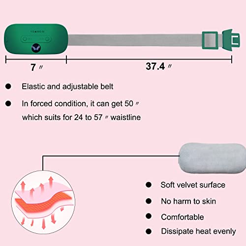 Image of Yeamon Portable Cordless Heating Pad, Electric Waist Belt Device, 3 Heat Levels, 3 Vibration Massage Modes, Back or Belly Heating Pad for Women and Girls (Green)