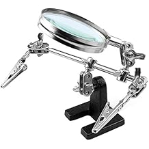 Helping Hands Magnifier Stand with Dual Alligator Clips Adjustable FEITA 5X Magnifying Glass Perfect for Soldering, Crafting, Hobby, Micro Objects