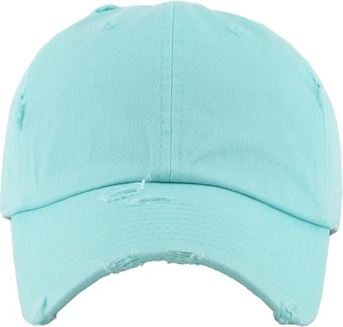 Image of KBETHOS Vintage Washed Distressed Cotton Dad Hat Baseball Cap Adjustable Polo Trucker Unisex Style Headwear