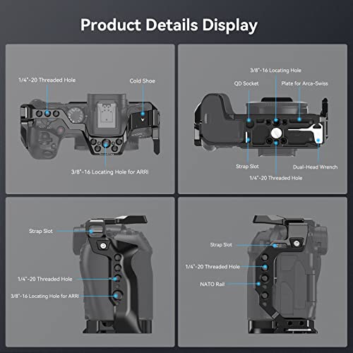 SMALLRIG R8 Cage for Canon R8, Camera Cage for EOS R8 with1/4"-20 Threaded Holes - Image 2