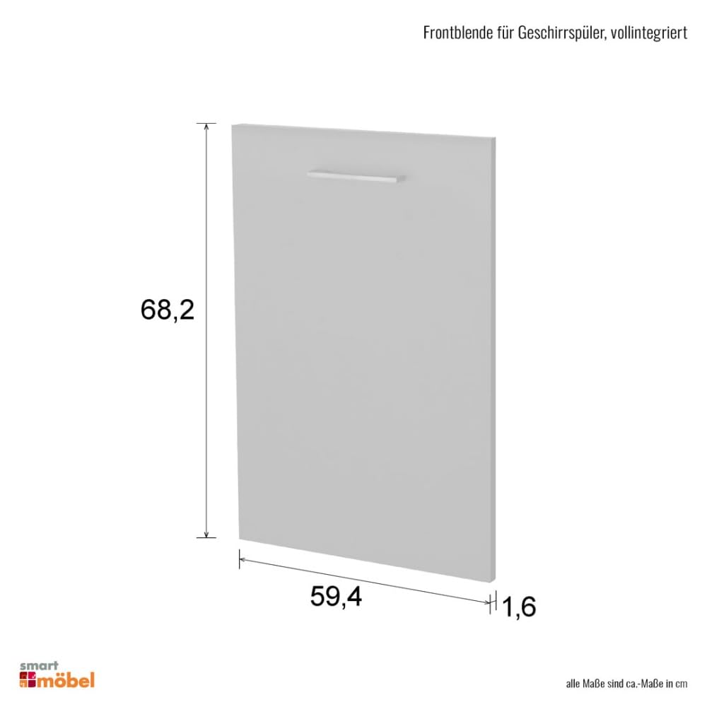 Frontblende für vollintegrierten Geschirrspüler 60 cm Anthrazit - Lino