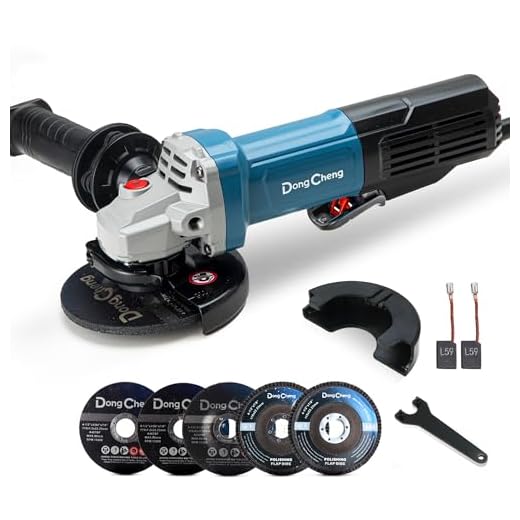 DongCheng 9.2 Amp Power Angle Grinders, 4-1/2 in., 11800RPM, Tool-Free Guard, Electric Metal Grinder Tool, Small Corded Angle Grinder, Paddle Switch, Shockproof Handle for Cutting, Grinding, Polishing