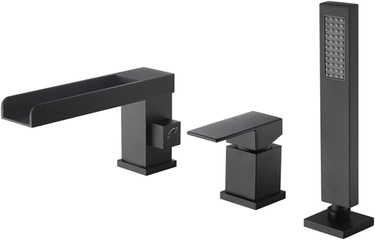Mitigeur de douche 3 trous noir performant avec sa douchette extractible eau chaude et froide
