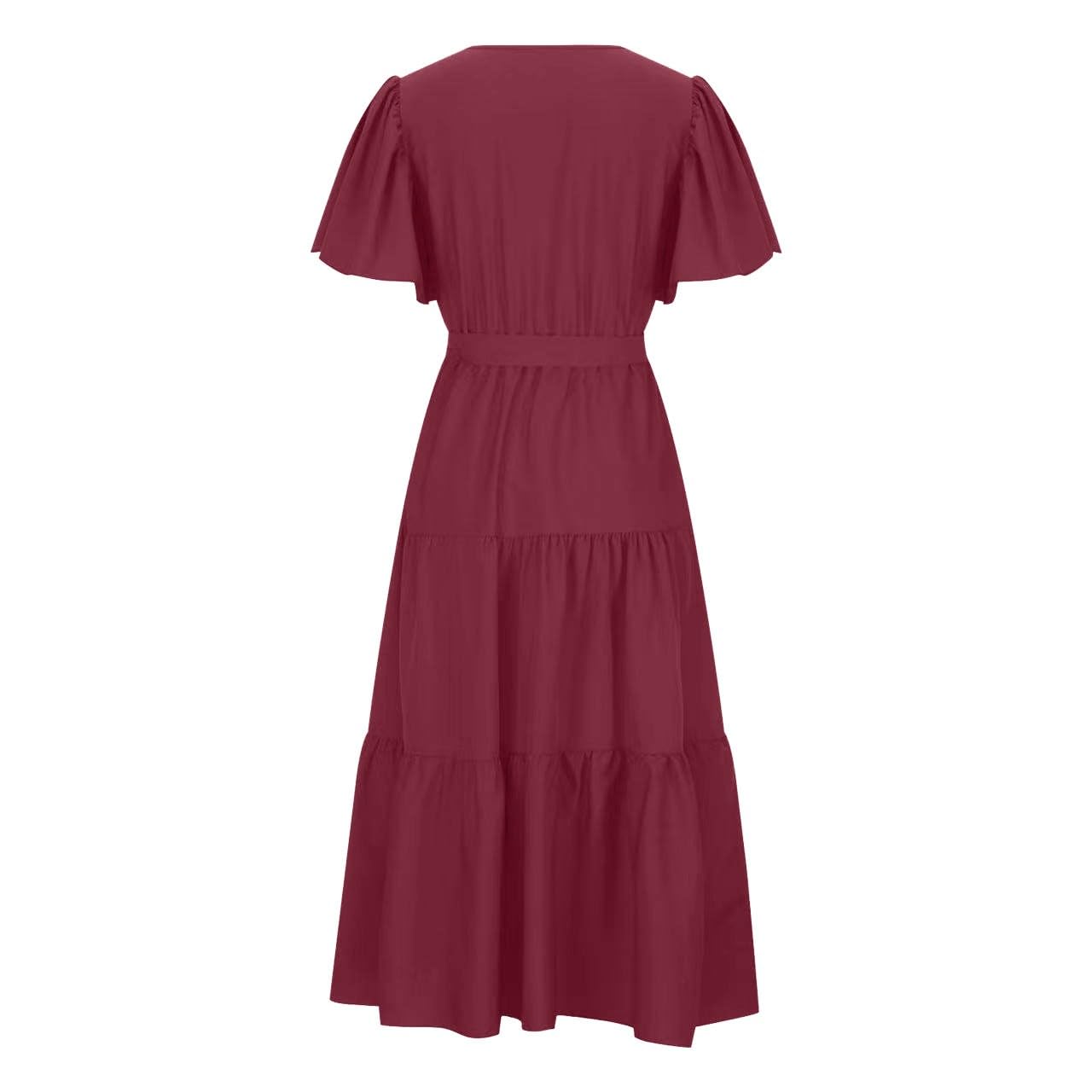 Robe Femme Chic Longue Robe Blanche Col en V Ete Pas Cher Grande Taille Robe Rétro Maxi Robe Lâche Imprimé Florales Bohème Ete Mi-Longue Dress Cotton en Line Tendance Robe Ceremonie Femme