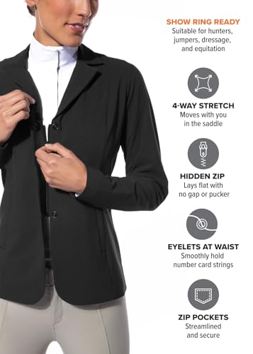 Image of Kerrits Women's Equestrian Stretch Competitor Coat - 4-Snap, Lightweight English Horse Show Jacket, Machine Wash