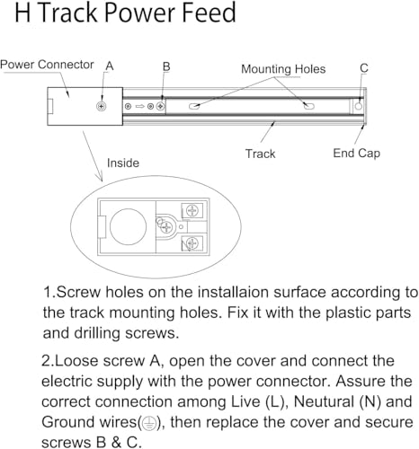 Cordon pour rails d'éclairage de rail H avec fiche 4 m et connecteur direct - 4