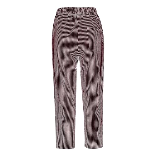 Pantalon capri lin rayé élégant taille haute WWricotta chic