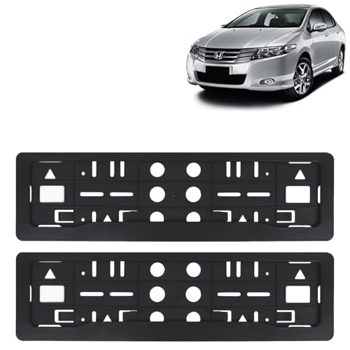 Image of KINGSWAY City Car Number Plate Frames for All 2009 to 2013 Models of Honda Car Registration Plate Holders, Black Licence Plate Covers (Front and Rear), Universal Size 51.5 x 14.5 cm