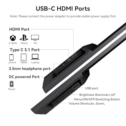 Image of 23.8 inch Portable Touchscreen Monitor 100% sRGB VA FHD 1080P, 4000:1 Contrast, VESA, Built-in Speaker, w /90Adjustable Stand USB-C HDMI 75Hz External Second Touch Screen Display for Laptop /PC /Phone