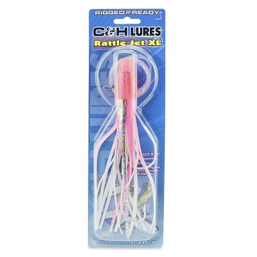 Hochet Jet XL C&H rigged rose et blanc avec hameçon Mustad 8/0