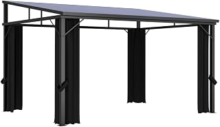 Pavillon mit Vorhängen 405x294x244 cm Anthrazit