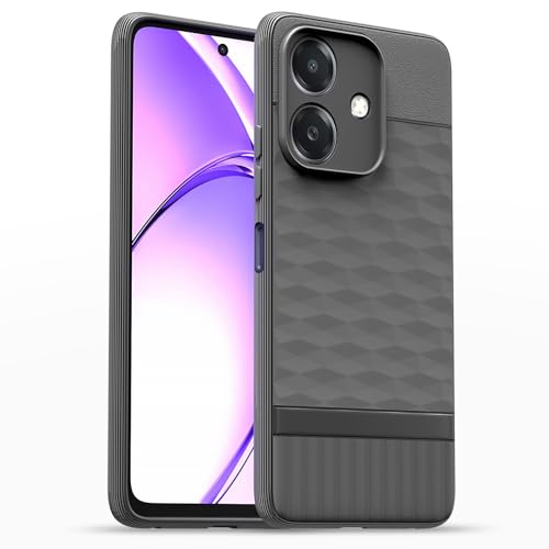 Image of Pikkme Back Cover for Realme C61 / Realme Narzo N61 Camera Protection 3D Hexa Cube Design Silicone Protective Bumper Case (Grey)