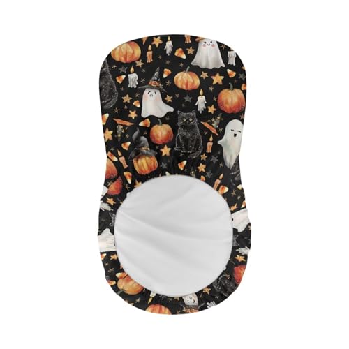 Image of Bar Stool Covers with Backs Cushion Slipcover for Counter Set of 2 Halloween Spooky Pumpkin Black Cat Waterproof Height Mid Low Back Chair Protector Easy to Install