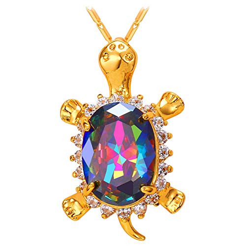 Preisvergleich Produktbild XJYA Damen Anhänger Halskette Schildkröte Vergoldet Micro Inlay Diamond Halskette,Gold