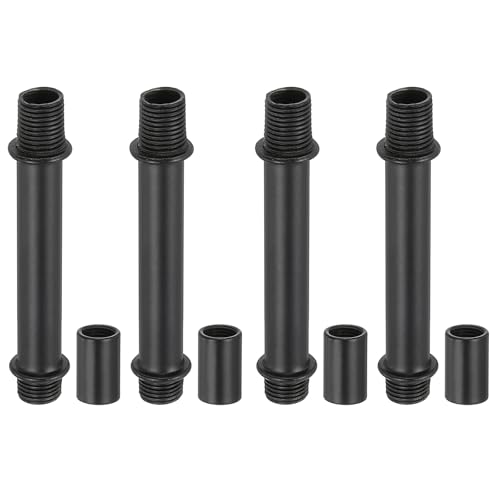 Image of PATIKIL Straight Pipe Lamp Stems Rod Kit, 4Set M10 Carbon Steel 60mm(2.36 inch) Long Double End Thread Rod with Coupling Nuts Sleeve Connector for Table Lamps Chandeliers, Black