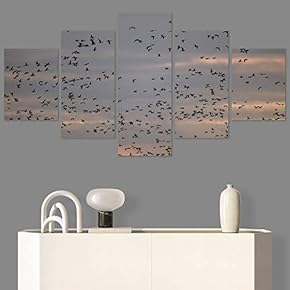 SIGNWIN 5 Panel Canvas Wall Art Birds Farmhouse/Country...