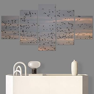 SIGNWIN 5 Panel Canvas Wall Art Birds Farmhouse/Country...
