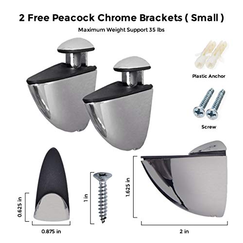 Fab Glass And Mirror 14" X 14" Corner Kit With Triangle Chrome Brackets Glass Shelf, Clear #TOP1