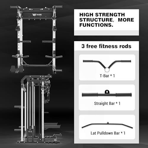MAJOR FITNESS F22 Multi-Functional Power Rack—1600lbs Capacity All-in-One Squat Rack with Dual Pulley System for Home Gym Strength Training - Thumbnail 7
