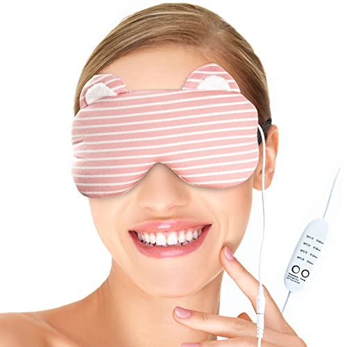 Heated Eye Mask, Heat Eye Mask for Sleeping, Warm Eye Compress for Dry Eyes, USB Electric Heating Eye Pad with Heat & Time Control, Relieve Dry Eye Syndrome, Stye, Blepharitis, A Great Sleep Artifact