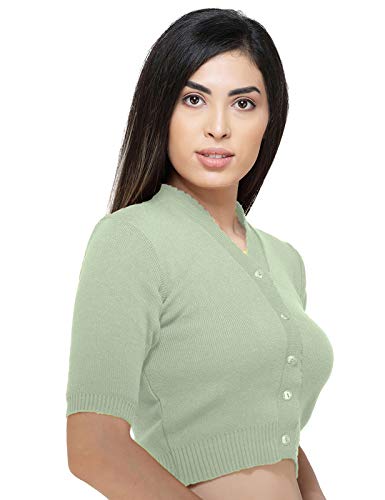 Image of Women Winter Wear V-Neck Half Sleeves Regular Fit Woollen Blouse